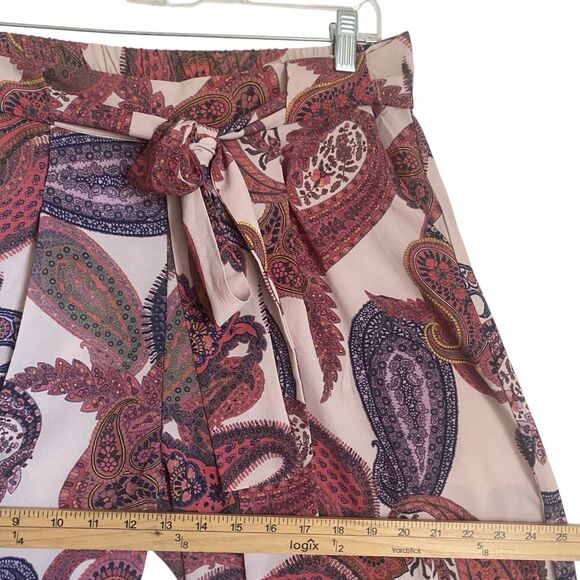 Isle Melis Kozan Wide Leg Pants Small Paisley Pink Belted Boho Coastal Resort - Picture 4 of 9